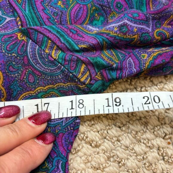 Ladies Vintage Jeffery & Dara by Linda Hutley Purple and Green Blouse Size 5/6 - Picture 14 of 14